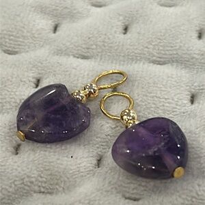 Amethyst Heart Charms for Hoop Earrings-Boutique